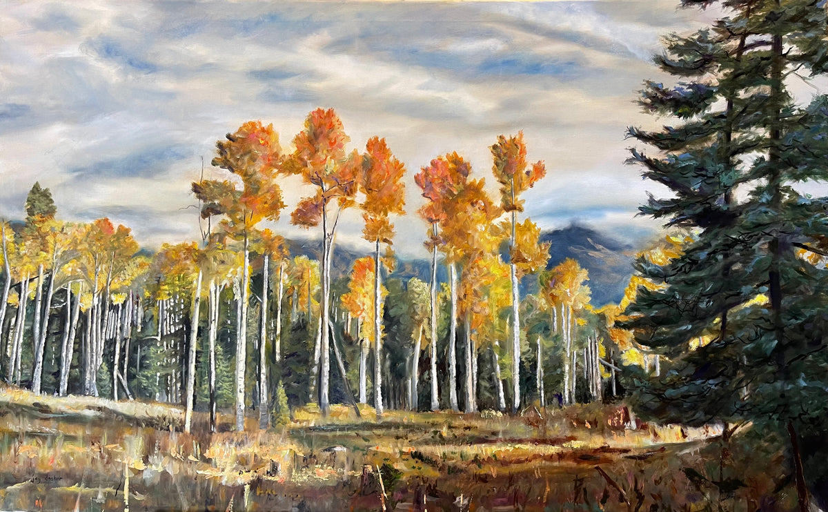 Gorgeous Aspen Trees — original 48x30 oil landscape painting by Jay Decker