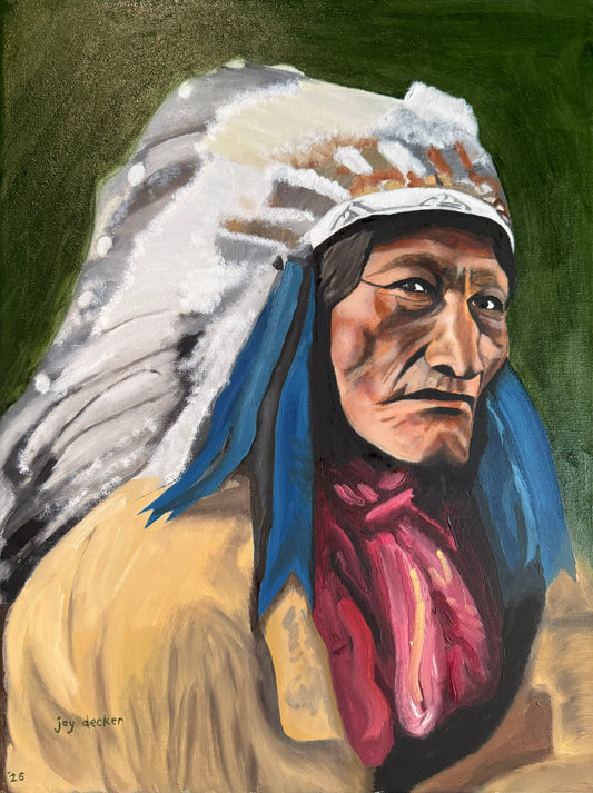Sitting Bull — original 12x16 oil on canvas portrait by Jay Decker, 2025