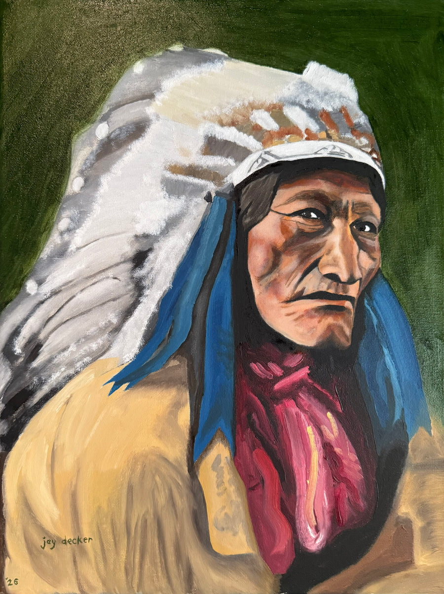 Sitting Bull — original 12x16 oil on canvas portrait by Jay Decker, 2025