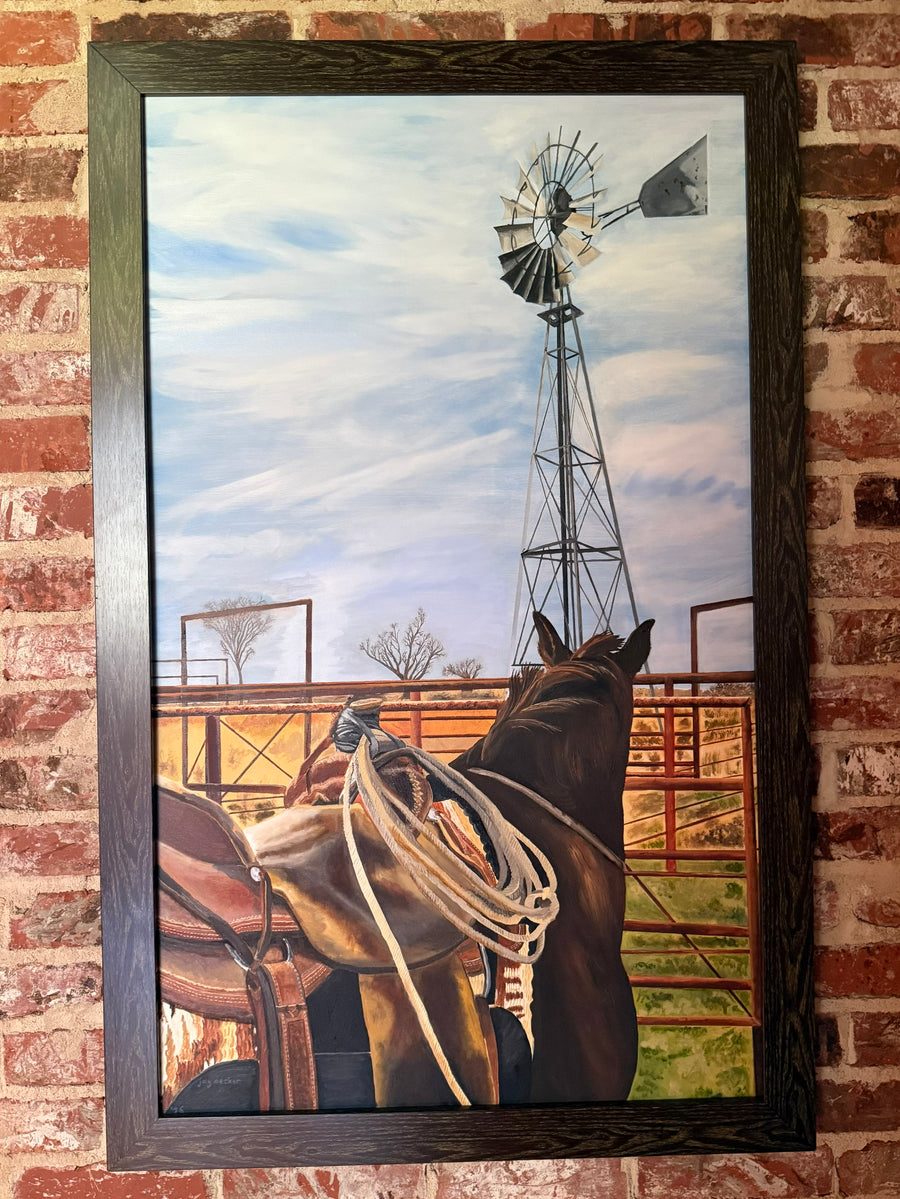 Waiting on the Wind — Original Oil on Canvas, 24x40, framed, by Jay Decker