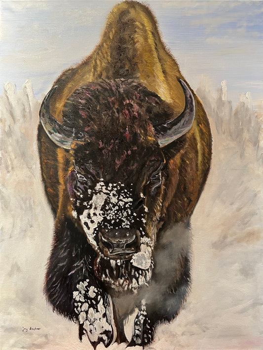 Lost Icon — fine art print of original 18x24 oil painting of an American bison by Jay Decker