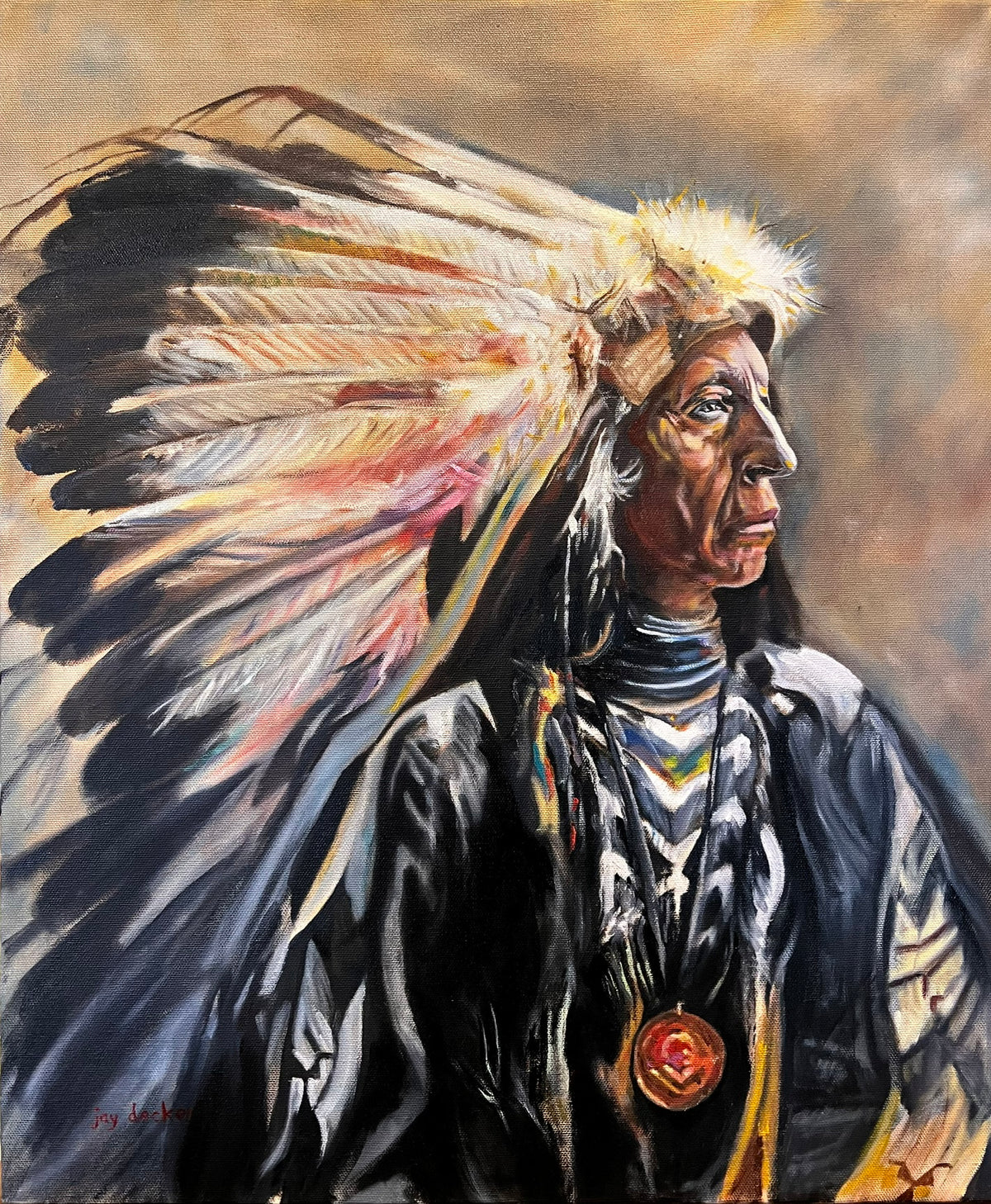 Red Cloud — fine art print of original 20x25 oil portrait by Jay Decker